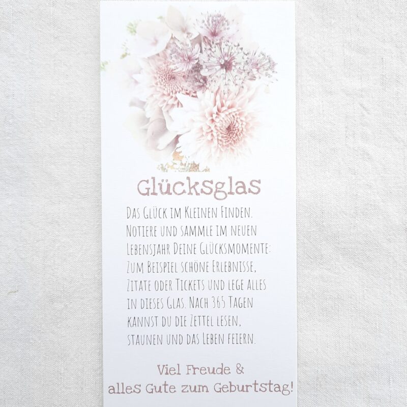 Glücksglaskarte Rosa