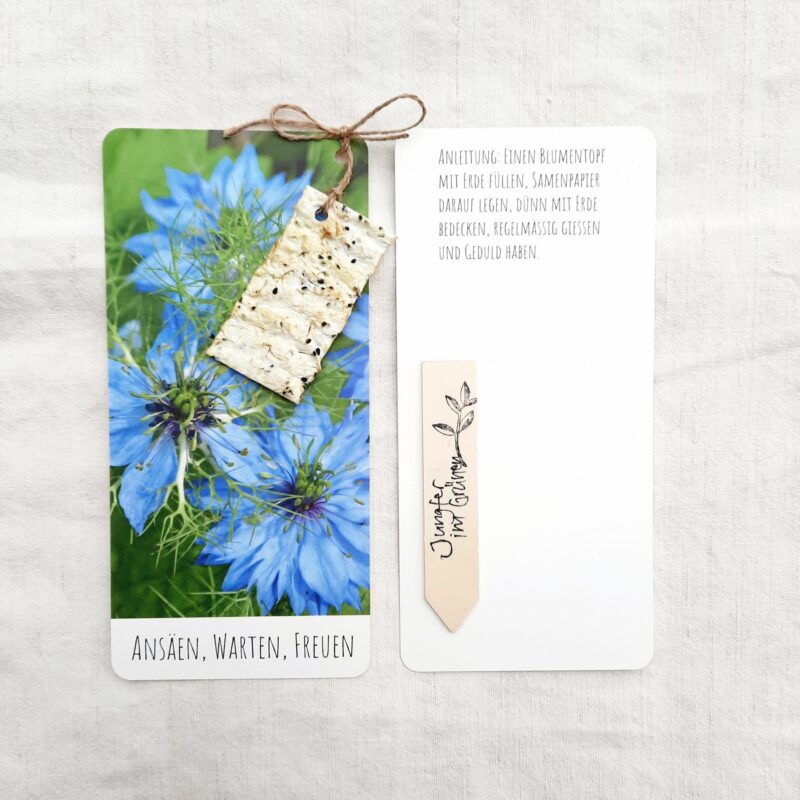 Jungfer im Grünen - Karte mit Samenpapier