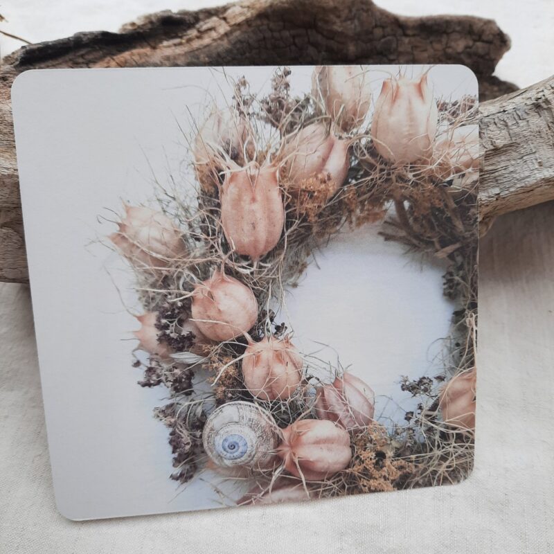 Trockenblumenkranz Postkarte