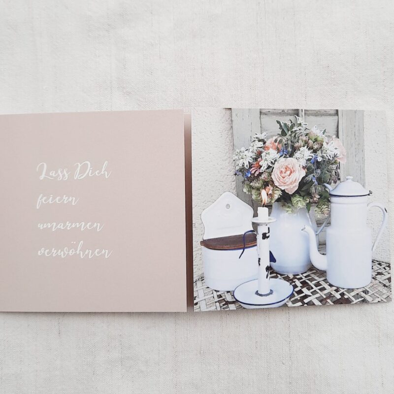 Emaille und Sommerstrauss Geburtstagsgruss