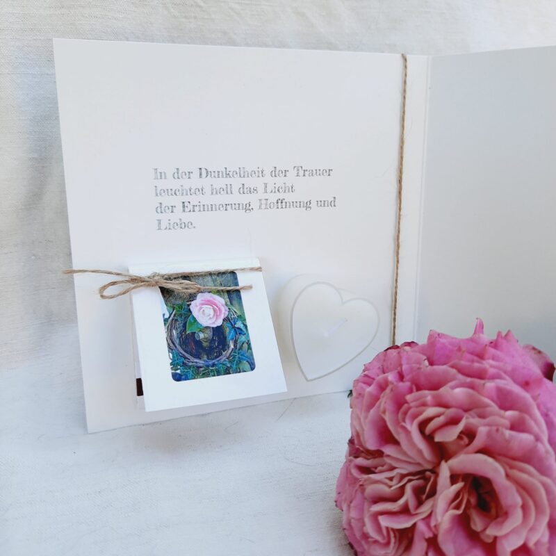 Trauerkarten mit Spruch und Kerze